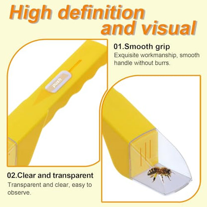 2Pcs Small Animals Catcher Quick Release Humane Catching Tool Clear Contactless Observer Kids Adults Nature Exploration Container to Capture Butterflies, Bees, Spiders, etc (Yellow+Blue) - color: Yellow+blue