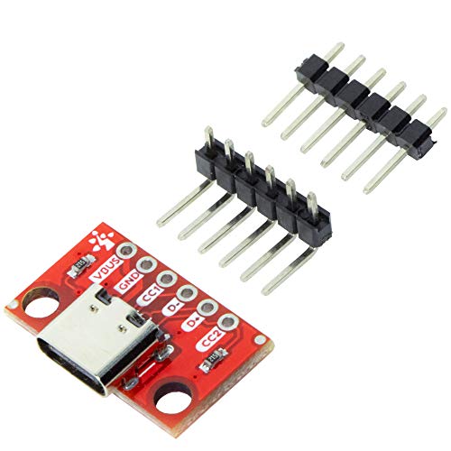 2pcs USB Type-C Female Breakout Board 6 pins Output 2 CC Pins 5K1 Res (2.54mm 100mils Pitch)…