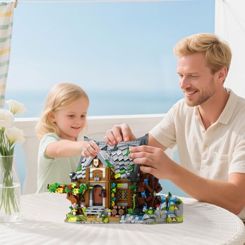 Reobrix Medieval Building Set Watermill Cabin House Model 1873PCS
