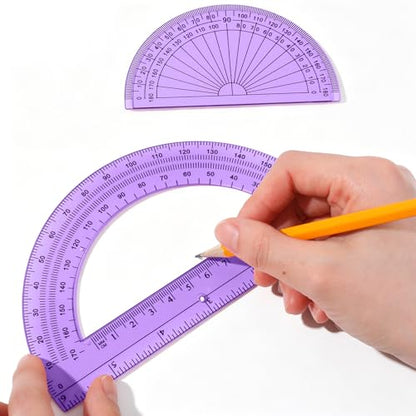 EBOOT 2 Pcs Plastic Protractors - color: Purple