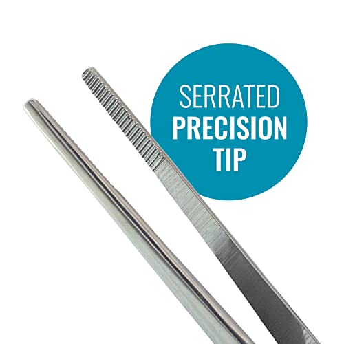 MABIS Stainless Steel Dressing Forceps, 5.5 Inch Serrated Thumb Forceps for Medical, Veterinary, First Aid, Lab, and Precision Tasks, Strong Grip - size: 5.5 Inch (Pack of 1)