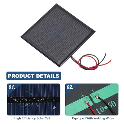 MECCANIXITY 2 Pcs 5.5V 0.44W 70mA Mini Solar Panels, Small Polycrystalline Solar Cell Panel with 2 Cable for DIY Electric Toy Materials Kits Charger, 60mm x 60mm - style: 5.5V 0.44W 70mA