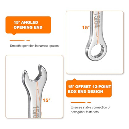 HARFINGTON 15/64" Thin Combination Wrench Stainless Steel Spanner - size: 15/64"