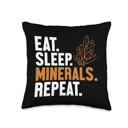 Best Rocks And Minerals Kit Guide Collection Gifts Eat Sleep Repeat Geologist Mineral Collector Throw Pillow, 16x16, Multicolor - size: 16x16
