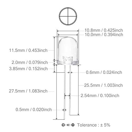 CHANZON 10 pcs 10mm Infrared Ray IR 850nm Emitter LED Diode Lights(DC 1.4V-1.6V 20mA)
