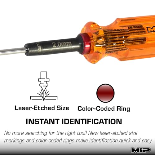 MIP 9208 Metric Hex Screwdriver RC Tools Kit (2.0mm) – Precision Hexagon Screwdriver for RC Cars, Quadcopter, Helicopter, and FPV Racing Drone Models - size: 2.0mm