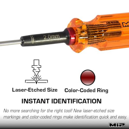 MIP 9208 Metric Hex Screwdriver RC Tools Kit (2.0mm) – Precision Hexagon Screwdriver for RC Cars, Quadcopter, Helicopter, and FPV Racing Drone Models - size: 2.0mm