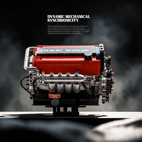KMS 4G63 Engine Model Kit to Build, 1008 Pcs JDM Legend Car Engine Building Blocks Set for Adults, Miniature 4-Cylinder Turbo Motor Assembly Mechanic Display, Unique Gifts for Men and Teens
