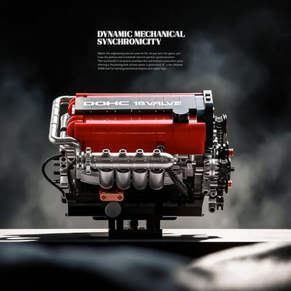 KMS 4G63 Engine Model Kit to Build, 1008 Pcs JDM Legend Car Engine Building Blocks Set for Adults, Miniature 4-Cylinder Turbo Motor Assembly Mechanic Display, Unique Gifts for Men and Teens