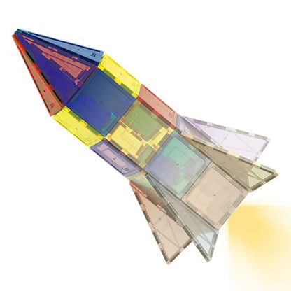 PicassoTiles UV Activated Color Changing Rocket Set Magnet Construction Toy Kit Engineering STEM Learning Playset Child Brain Development Stacking Blocks Playboard for All Ages 3 and Up PT31 - color: Uv Activated Color Changing