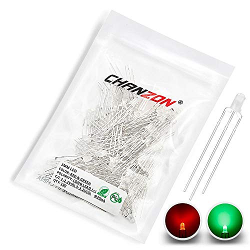 CHANZON 100 pcs 3mm Red & Green Diffused LED Diode Lights Common Anode - color: A) Red & Green (Ca) (100pcs)