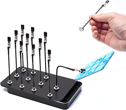 Metal Painting Stand Base Holder and 12PCS Magnetic Bendable Alligator Clip Sticks Set Modeling Tools for Airbrush Spray, for Gundam Hobby Model Parts Assemble…