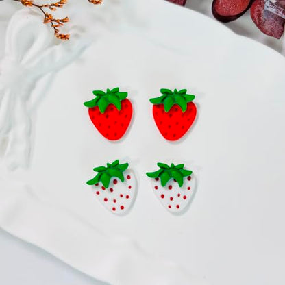 Xaekicr 2 Pcs Strawberry Polymer Clay Cutters Set – Cute Heart Clay Cutters & Texture Molds for Earrings Making, Clay Tools for DIY Polymer Clay Jewelry - color: G color