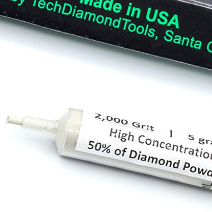 TechDiamondTools Diamond Polishing Compound Polishing Paste USA Made 2,000 Grit 4-8 Microns for Marble Glass Metal Rock Jewelry Resin Silver Chrome Gemstone with High Concentration of Diamond Powder - size: 2,000 grit/4 - 8 microns