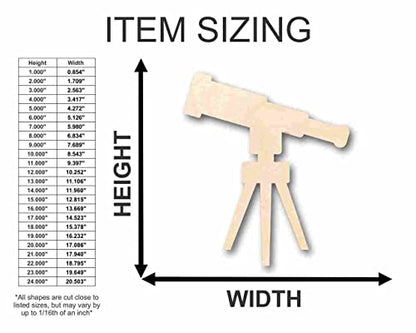 Unfinished Wood Telescope Shape Kid's Room Solar System Planet Space Craft up to 46" DIY 18" / 1/4" - size: 18", style: 1/4" Thick Wood