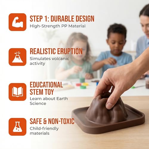 Toddmomy 5Pcs Volcanic Model Volcano Science Kit Eruption Toy DIY Demonstration Props Educational STEM Craft Kits for Classroom Homeschool Science Fair Projects - size: 15.00X12.00X6.50CM