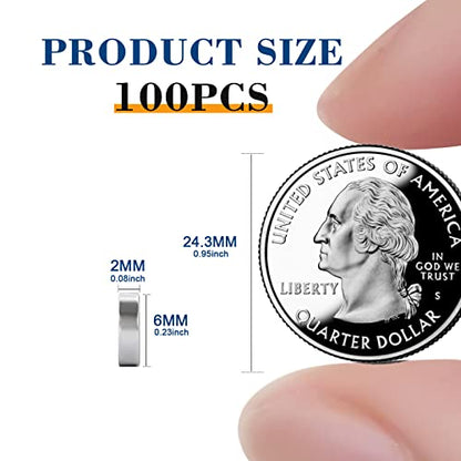 TRYMAG Small Strong Magnets, 6x2mm Rare Earth Magnet, 100Pcs - color: Silver, size: 6x2mm-100Pcs