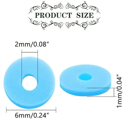 6mm Polymer Clay Beads for Bracelets Making 1000PCS - color: Cyan blue