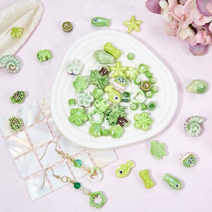 Green Ceramic Beads for Jewelry Making, 50Pcs - color: Lime Green