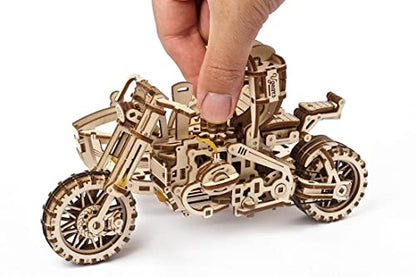 UGEARS Motorcycle with Sidecar Scrambler UGR-10 – Mechanical 3D Wooden Puzzles for Adults – DIY Model Kits for Adults with Moving Engine – Collectible Moto 3D Puzzle Model Kit - 380 Pcs
