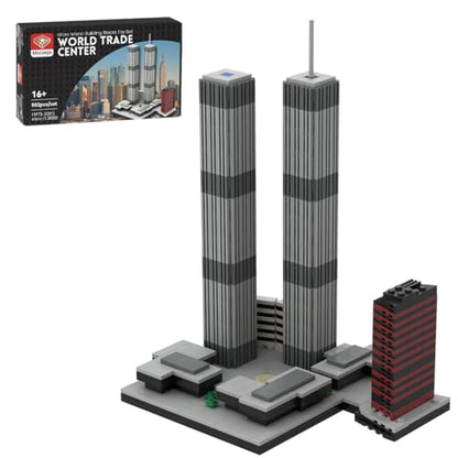 World Trade Center Model (1973-2001) Building Blocks Set, 1/2000 Scale New York City Landmark Architecture, Collectible Building Kit for Adults (982PCS)