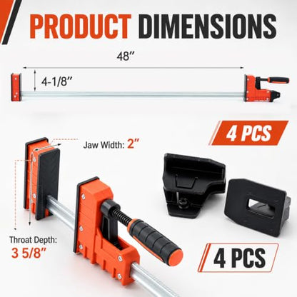 4 Pack 48 Inch Parallel Clamps for Woodworking Heavy Duty Bar Clamp - size: 48 Inch