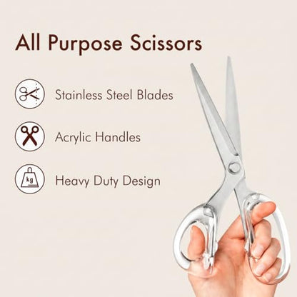 OfficeGoods 9” Stainless Steel Acrylic Scissors, Silver - color: Silver