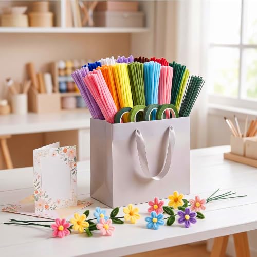 3050 Pcs Pipe Cleaner Flower Kit, Complete DIY Flower Bouquet Making Kit, - color: Colour3000
