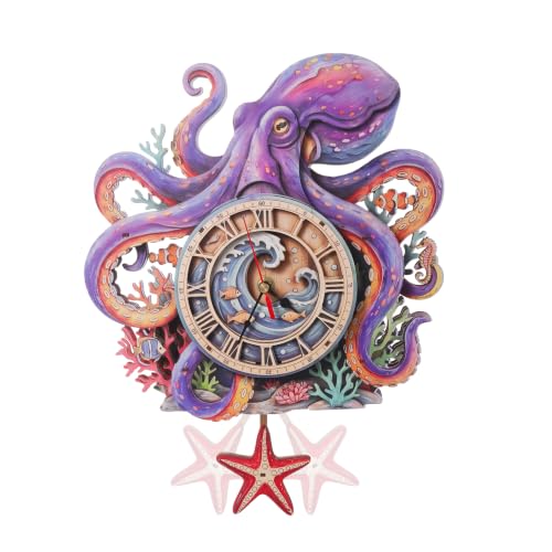 3D Puzzles for Adults Octopus Clock Crafts for Adults Wooden Puzzles - color: Octopus Clock