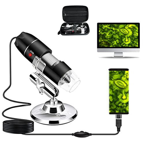 USB Digital Microscope Compatible with Android Windows Linux Mac - color: Black
