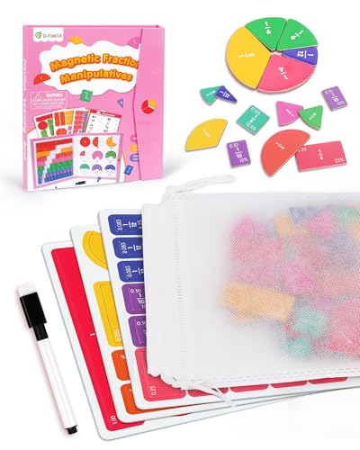 Magnetic Fraction Manipulatives, Magnetic Fraction Tiles & Fraction Circles - color: Pink