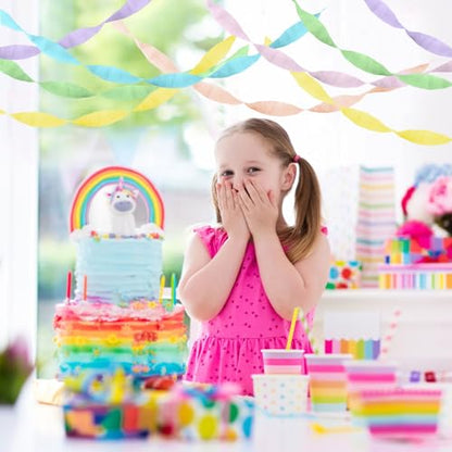 Epakh 12 Rolls Pastel Color Crepe Paper Streamers 984ft - color: Pastel Color