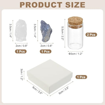 uxcell 2Pcs Crystal Gemstone Bottles, Natural Crystal Stone Bulk with Glass Display Jar Mini Stuff Collectible Adornments for Home Office Centerpiece Collection Gift, White/Lazuli - color: White/Lazuli