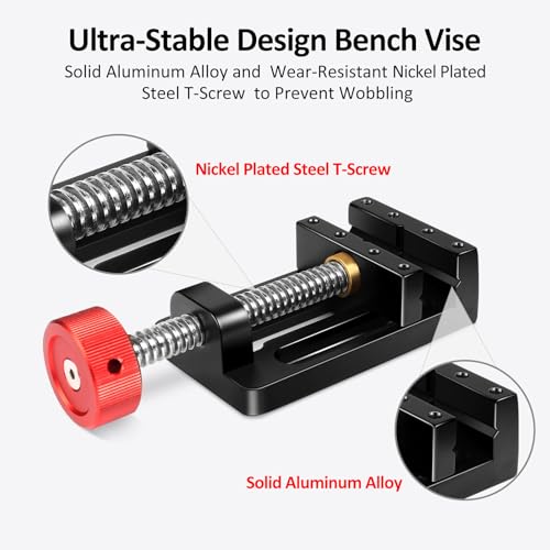ArtyMaster Mini Drill Press Vise with Rubber Soft Jaws, 0-2.48" Clamping Range Mini Vice Clamp for Crafts, Jewelry Making, Modeling and Repairs, Precision Aluminum Small Vise for Small Projects - style: Mini Vise