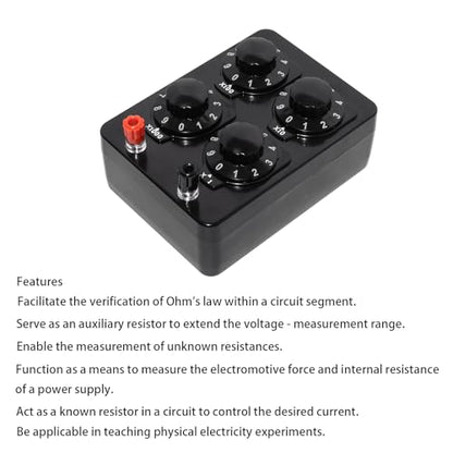 0-9999 Ohm Variable Resistor Box, Precision Adjustable Resistance for Physics Experiments Educational Tool with Low Zero Resistance