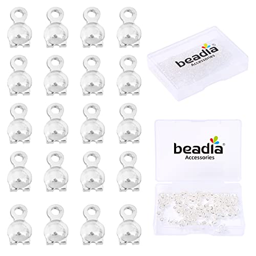 BEADIA Silver Plated End Caps Non Tarnish 3x6mm 200pcs for Jewelry Making Findings - color: End Caps Silver, size: 3x6mm