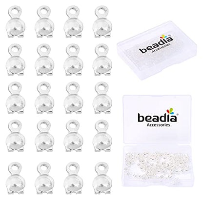 BEADIA Silver Plated End Caps Non Tarnish 3x6mm 200pcs for Jewelry Making Findings - color: End Caps Silver, size: 3x6mm