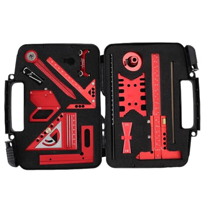 Woodworking Measurement Tool Kit with Storage Box, Project Layout Tools Set, Woodworking Measuring Marking Ruler Accurate Fast for Wooden Board Splicing Auxiliary