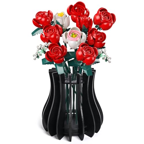 Wooden Vase Kit for Lego Flowers Arrangement - color: Black
