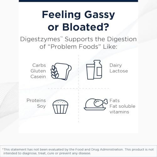 Designs for Health Digestzymes, Support Gas & Bloating Relief, 90 Capsules - size: 90 Count (Pack of 1)