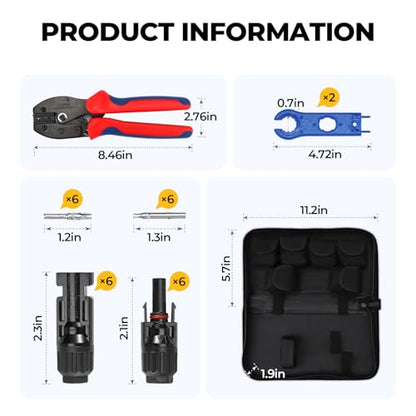 BougeRV Solar Crimper Tool Kit - Crimper, 6 Pairs Connectors, 2 Spanners - size: 6 Pairs Solar Connectors Kit