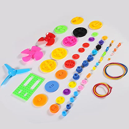Electric DC TT Motors Kit Plastic Gears AA Battery Holder Case with Mini RC Motor 1.5-3V 15000RPM Electronic Wire Shaft Propeller 9V Battery Clip and Rocker Switch for DIY Science Projects - color: C kit
