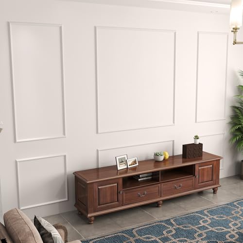 Peel and Stick Wall Molding Kit Set of 6 Frames - color: White