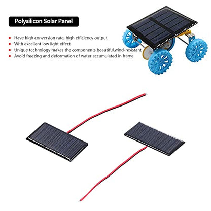 2 Pcs Small Solar Panels,Mini Polycrystalline Solar Cells with Wires,0.3W 5V 60MA,Epoxy Plate Electric Toy Materials for Solar Light Phone Charger Flashlight