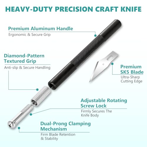 Precision hobby knife set, Craft Knife Blades Angles Steel Ruler - color: Blue