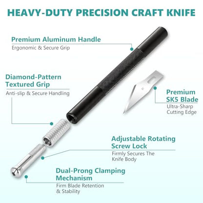 Precision hobby knife set, Craft Knife Blades Angles Steel Ruler - color: Blue