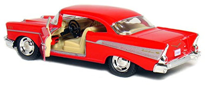 KiNSMART 1957 Chevy Bel Air Coupe 1:40 Scale 5" Die Cast Metal Classic Toy Car (Red) - color: Red