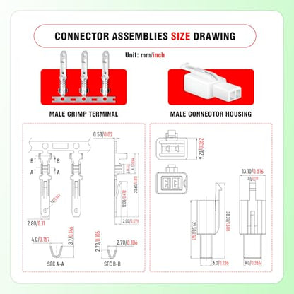 252 Pieces / 42 Sets Automotive Wire Connector 2.8mm 2-Pin Kit - size: 2-Pin, style: 2.8mm Connector