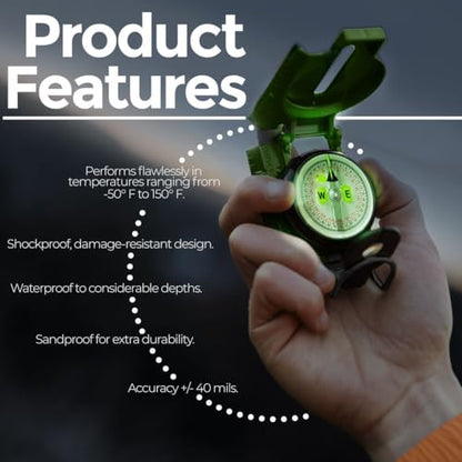 Cammenga 3HCS US Military Tritium Lensatic Compass, Clam Pack