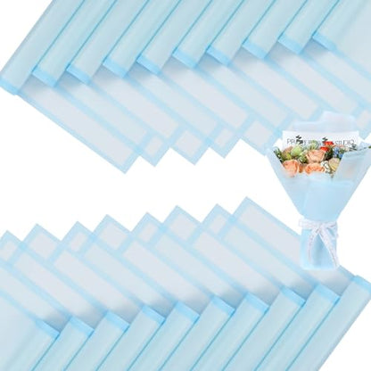 FUHITIM 20 Sheets Flower Wrapping Paper (Translucent Light Blue) - color: Translucent Light Blue